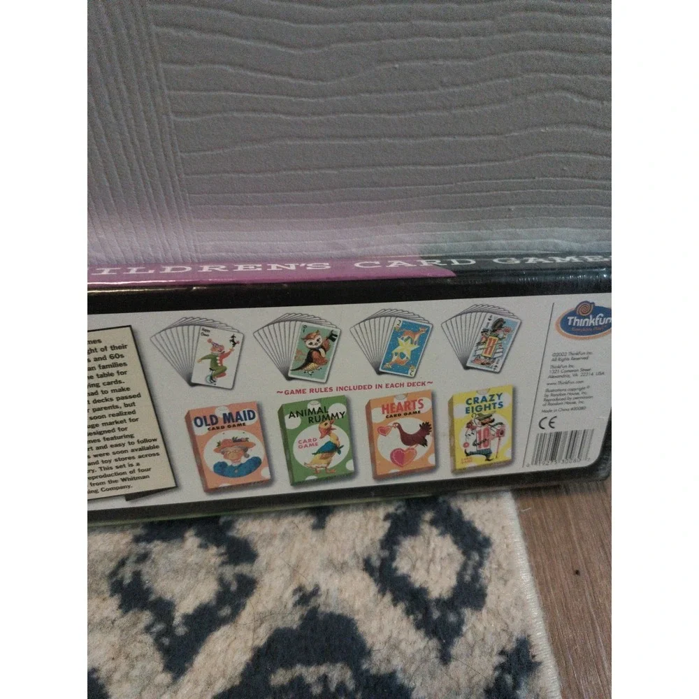 Thinkfun 4 Pk Children's Card Games  Old Maid Hearts Crazy 8s Animal Rummy New